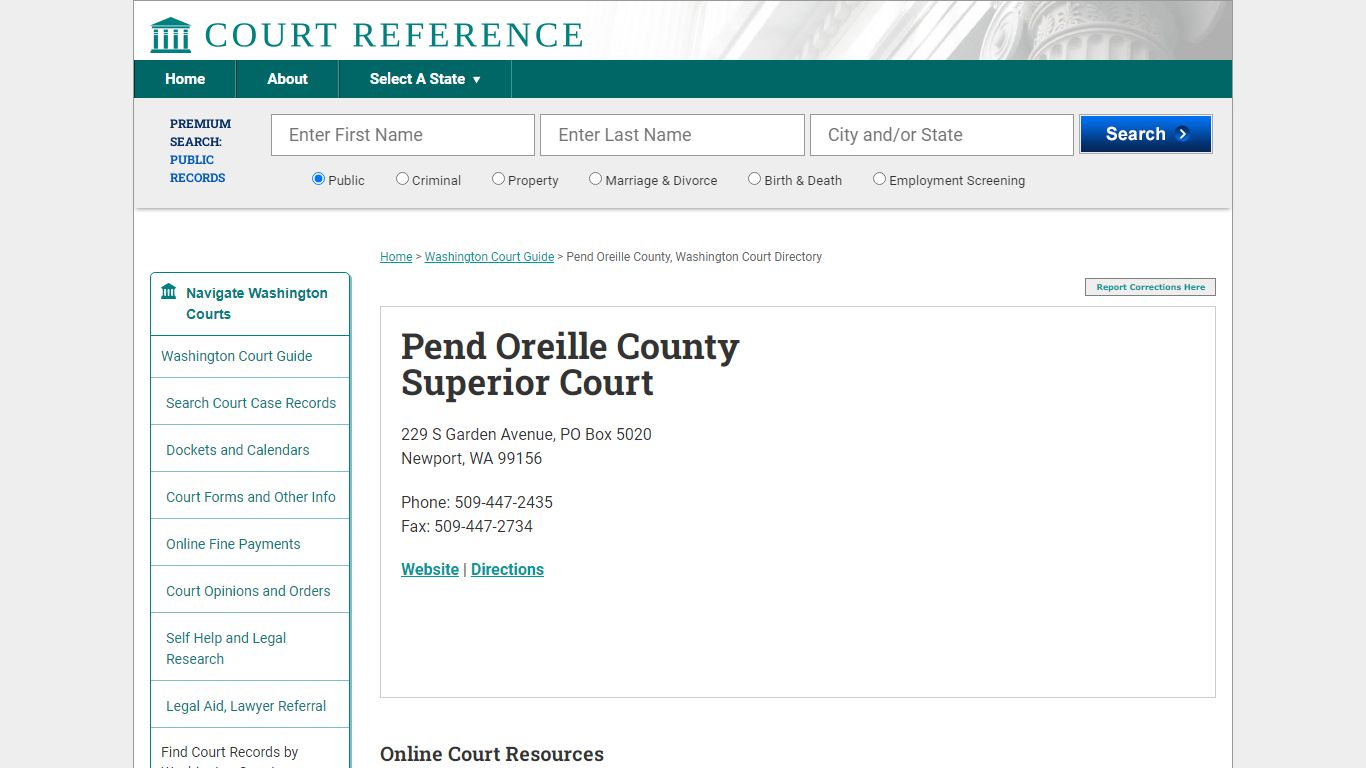 Pend Oreille County Superior Court - CourtReference.com
